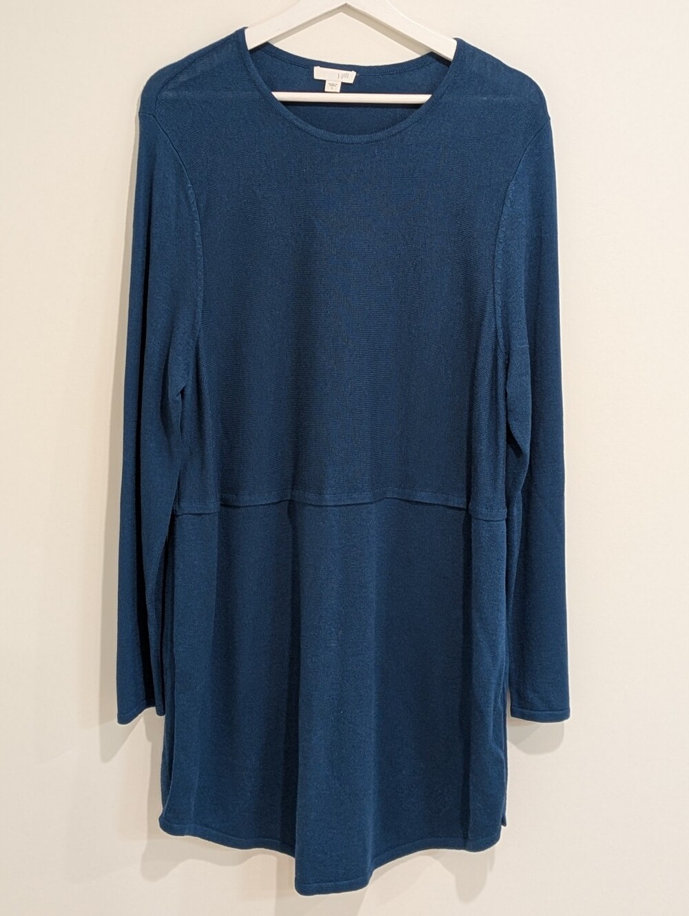 J. Jill Wool Blend Teal Sweater Dress Size Large Quiet Luxury Fall Minimalist